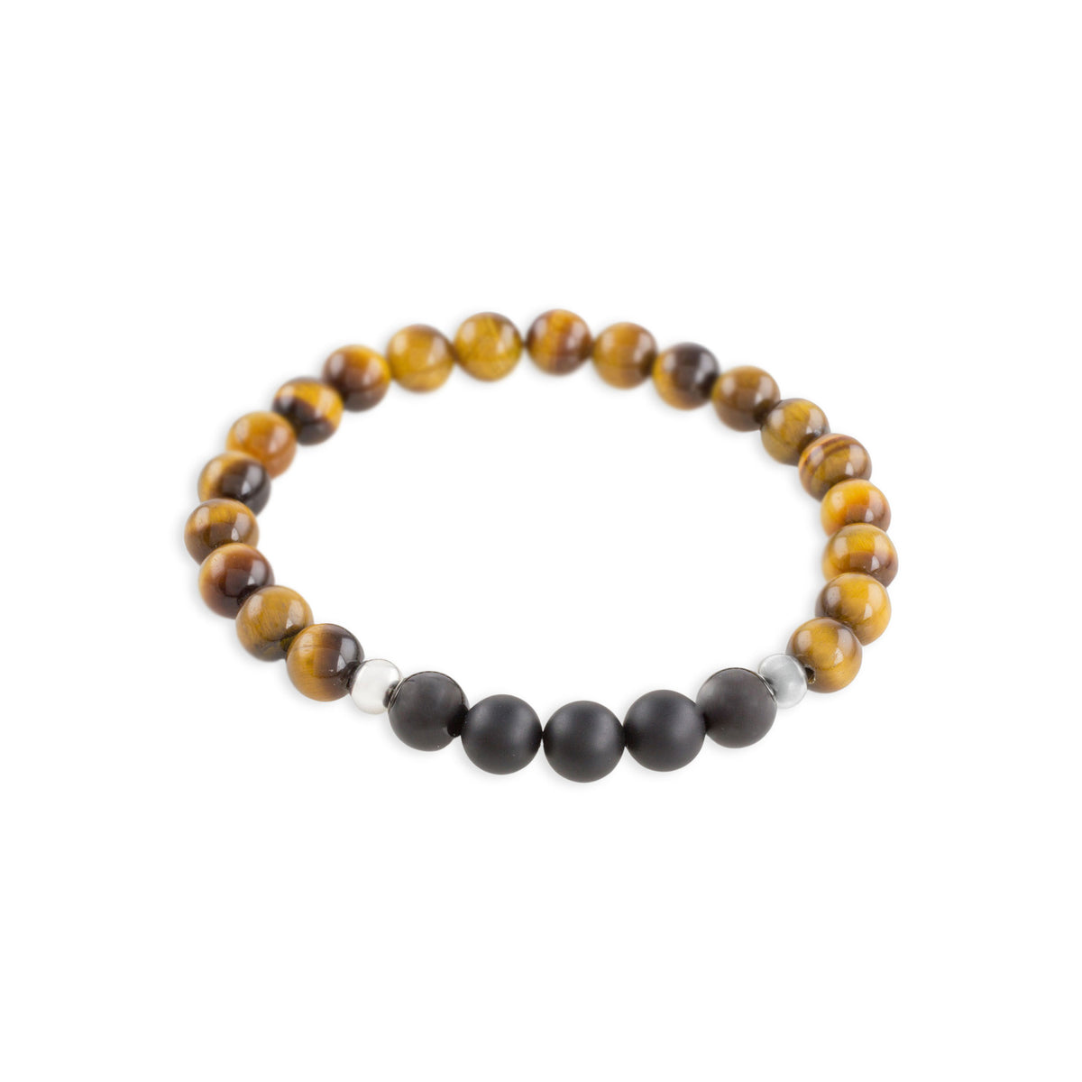 Magnitude - Men's Tiger's Eye and Black Agate Stretch Bracelet