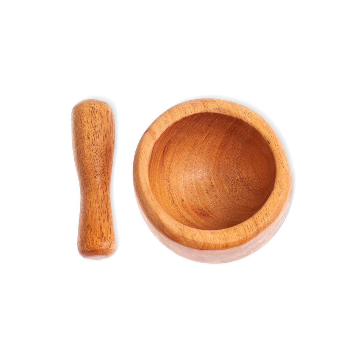 Mix with Style - Rustic Mortar and Pestle Hand-Carved from Mahogany Wood in Mexico