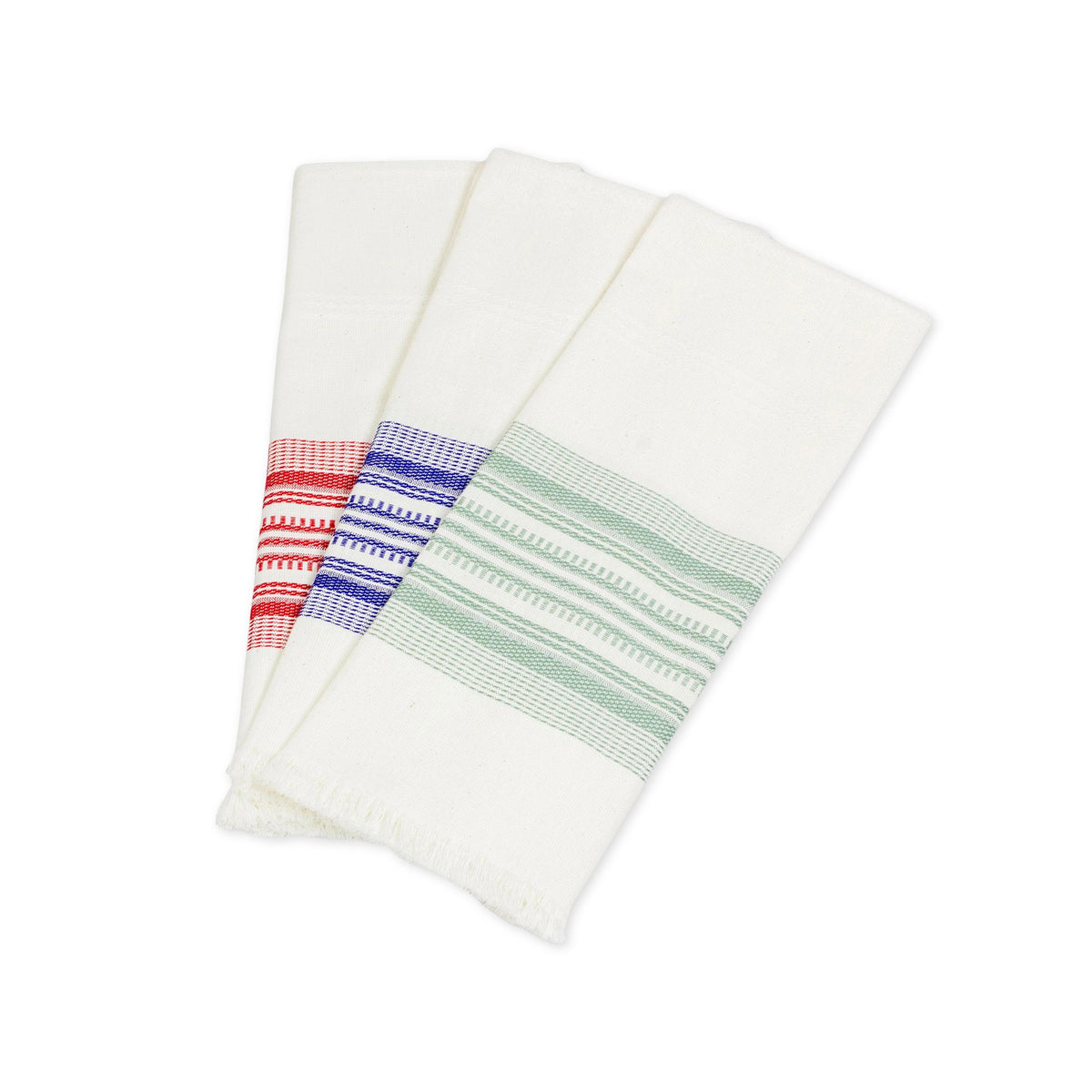 Set of 3 Handwoven Dish Towels - Multicolor and 100% Cotton