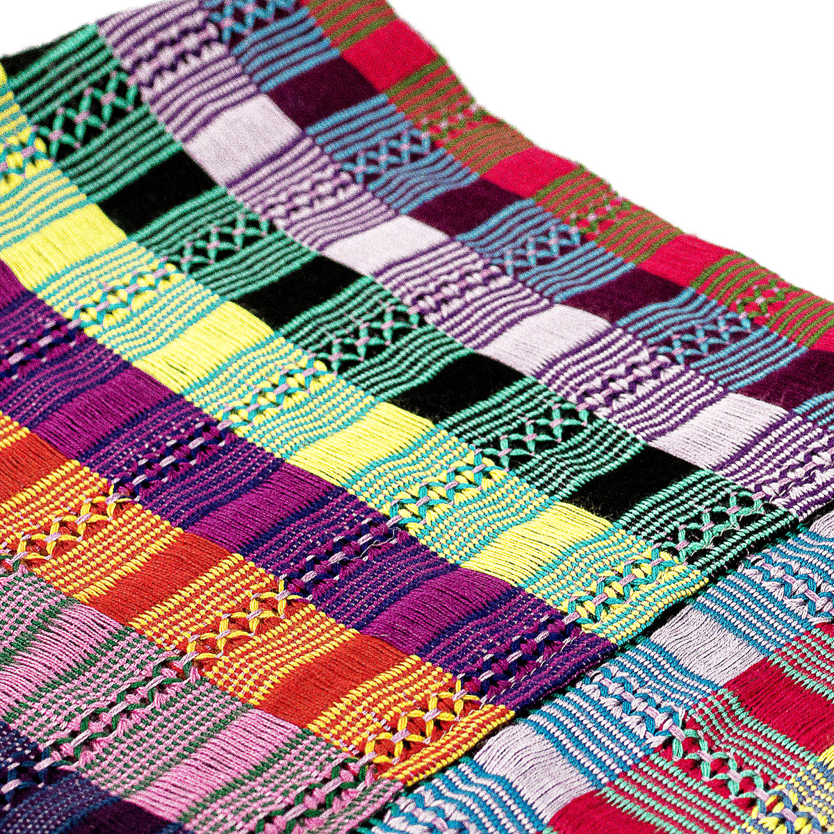 San Juan Fiesta - a Vibrant and Multicolored Cotton Poncho from Guatemala