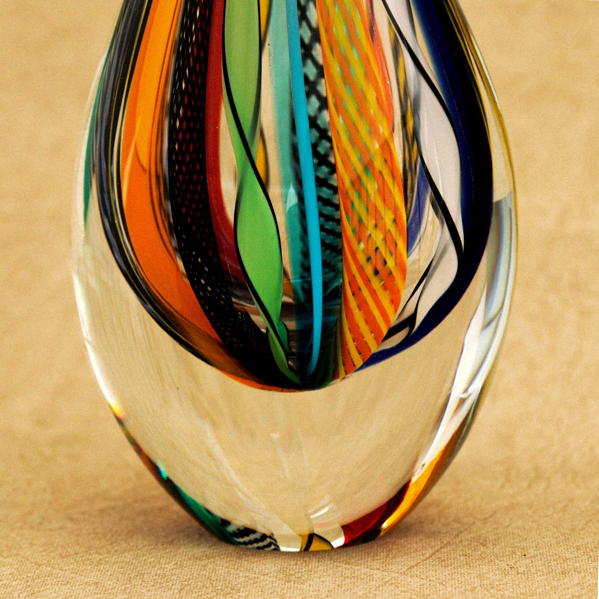 9-inch Murano-Style Colorful Art Glass Vase