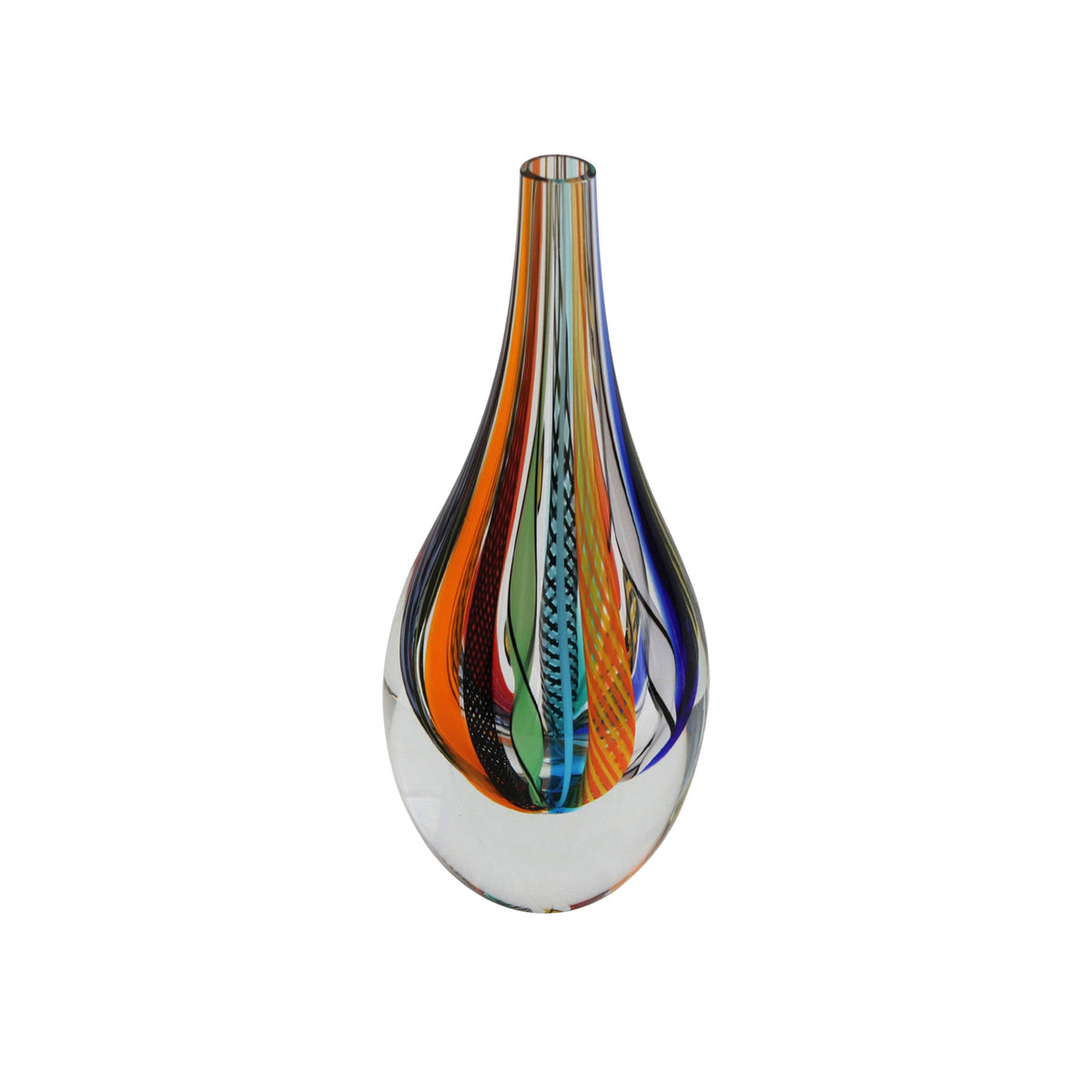 9-inch Murano-Style Colorful Art Glass Vase