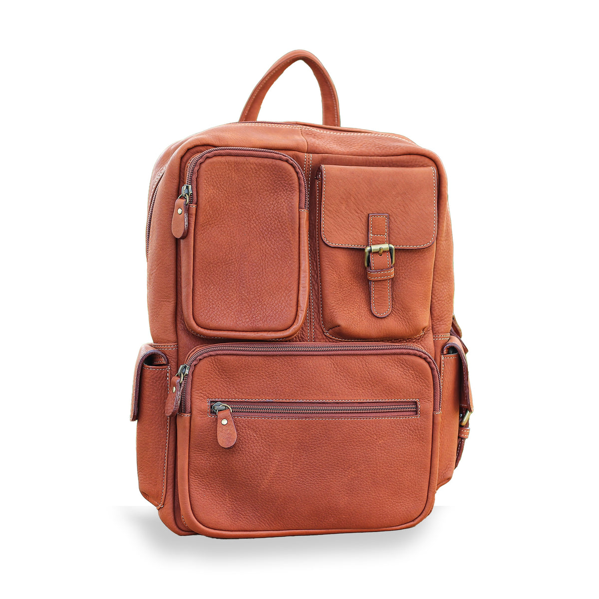Travel-Friendly 100% Brown Leather Backpack from Thailand