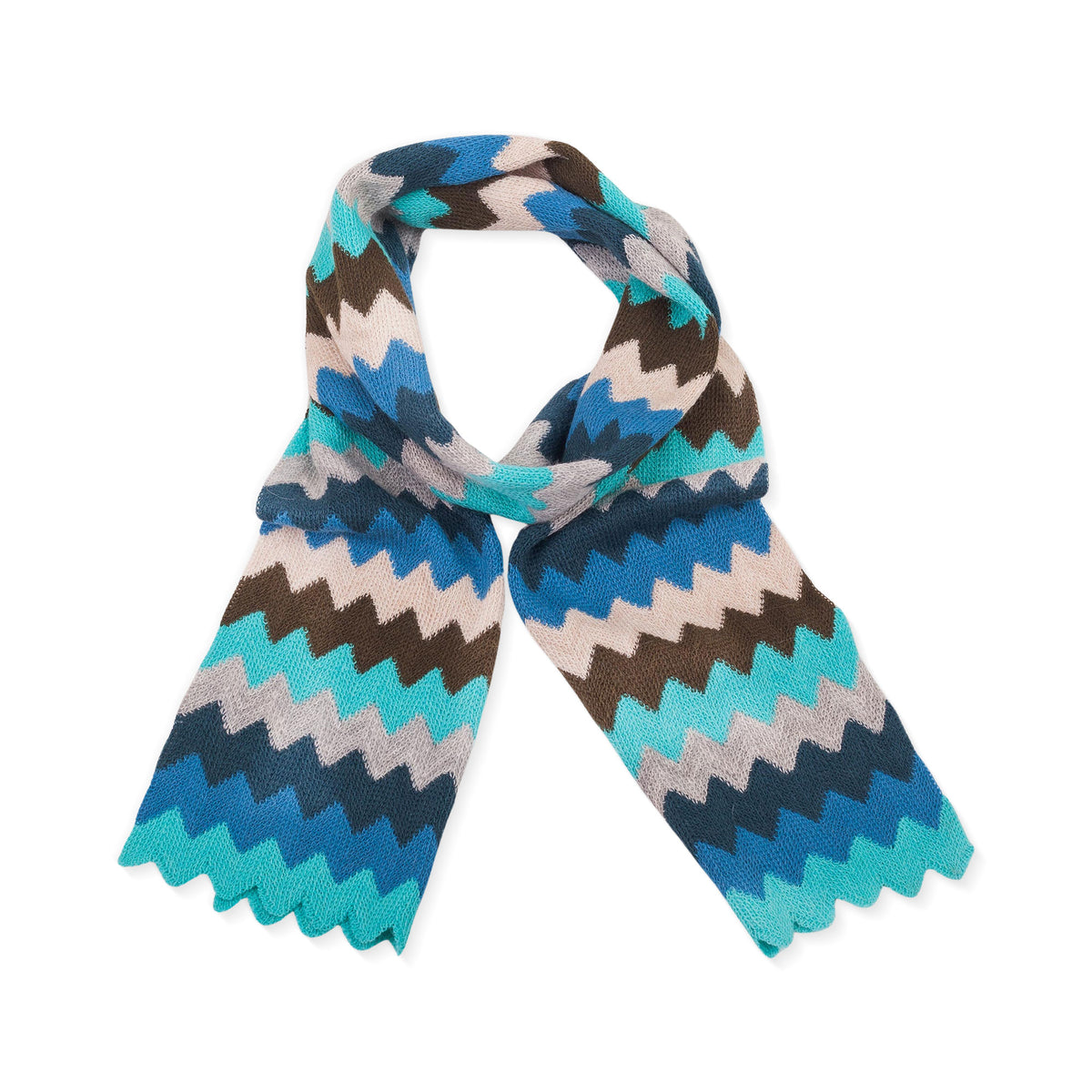 Oceanic Zigzag Pattern Alpaca Blend Wrap Scarf from Peru