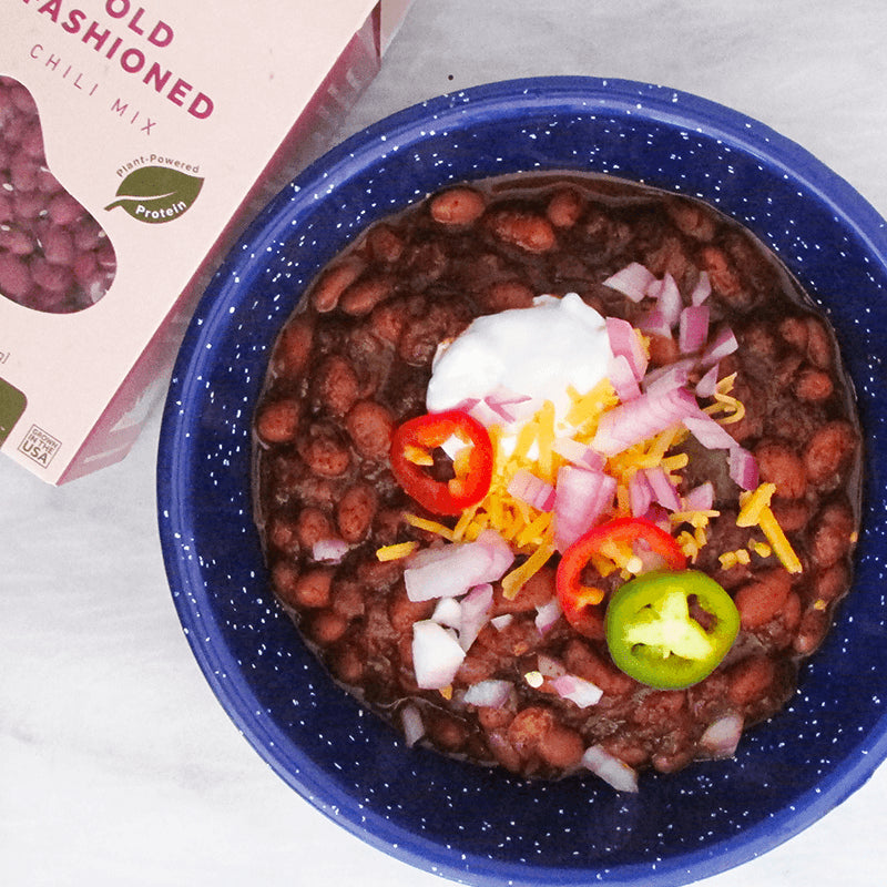 Chili mix cooked and presented in bowl