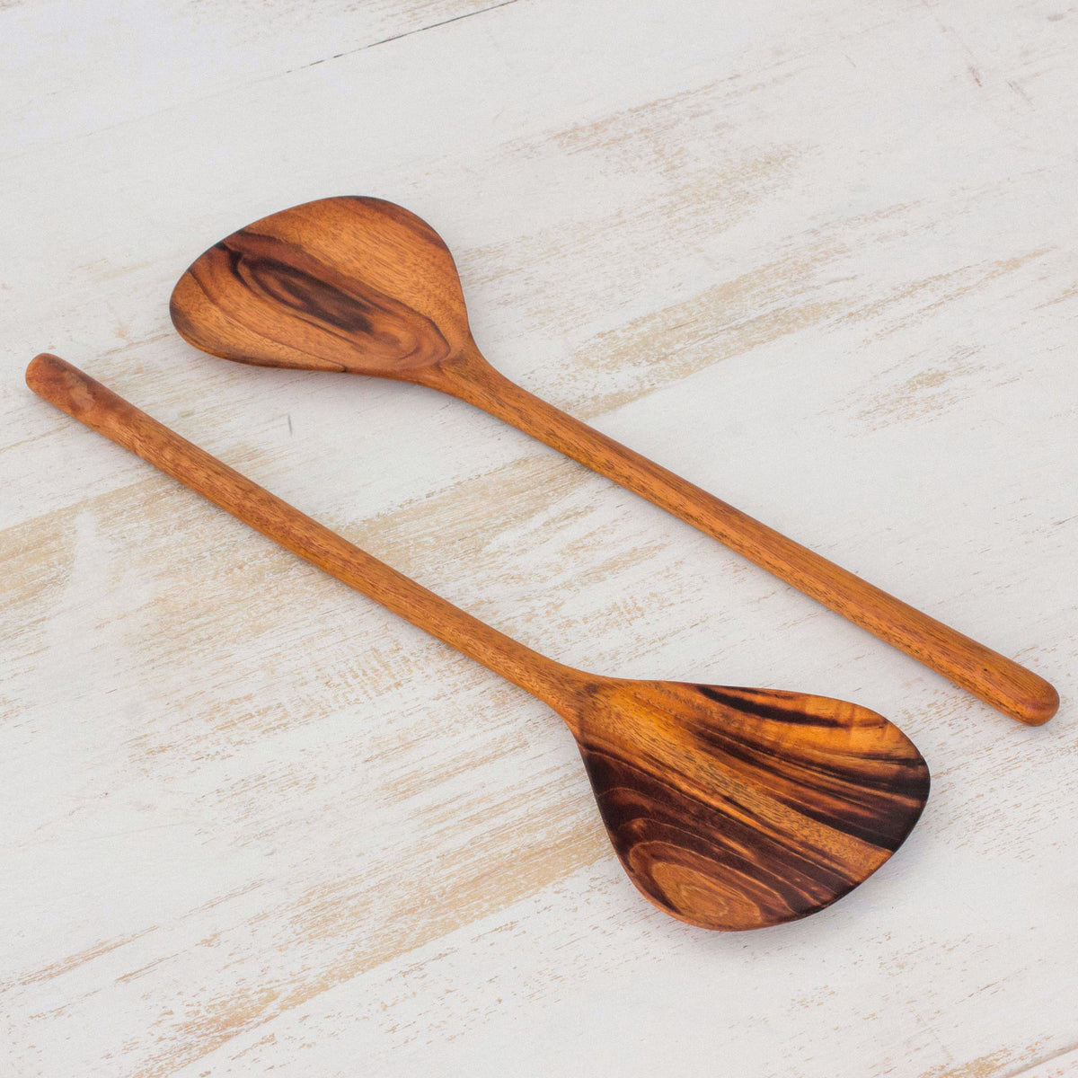 Pair of Handcrafted Guatemalan Jobillo Wood Salad Utensils