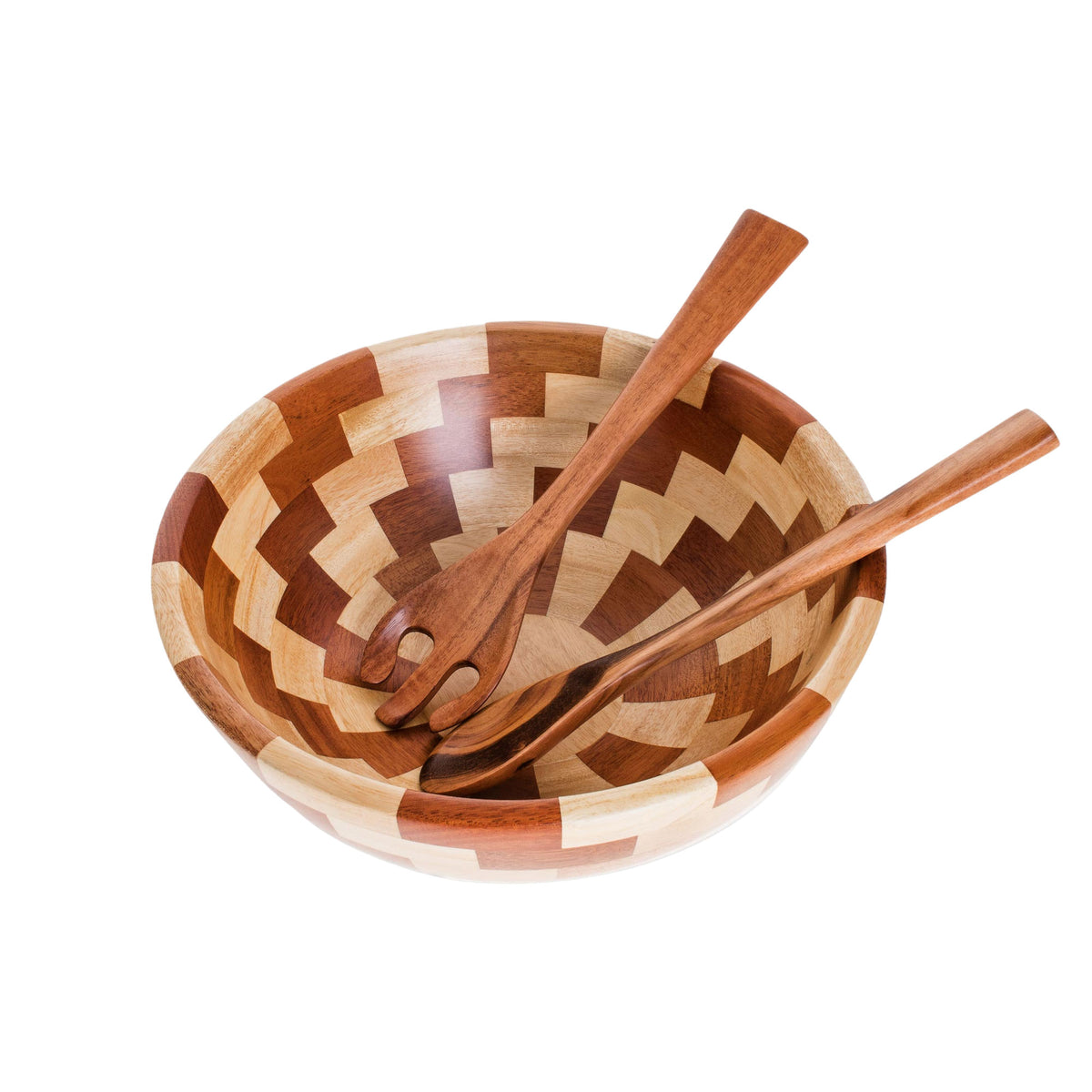 Palo Blanco and Caoba Wood Salad Bowl and Spoons
