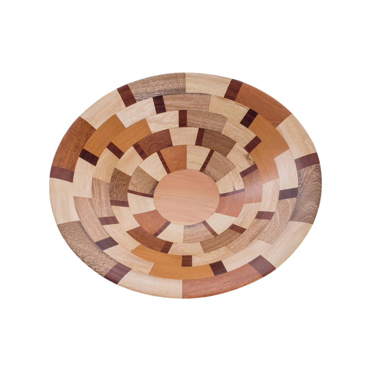Palo Blanco and Caoba Wood Serving Bowl from Guatemala