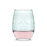 Reindeer Sweater Stemless Wine Glass - Set of 2