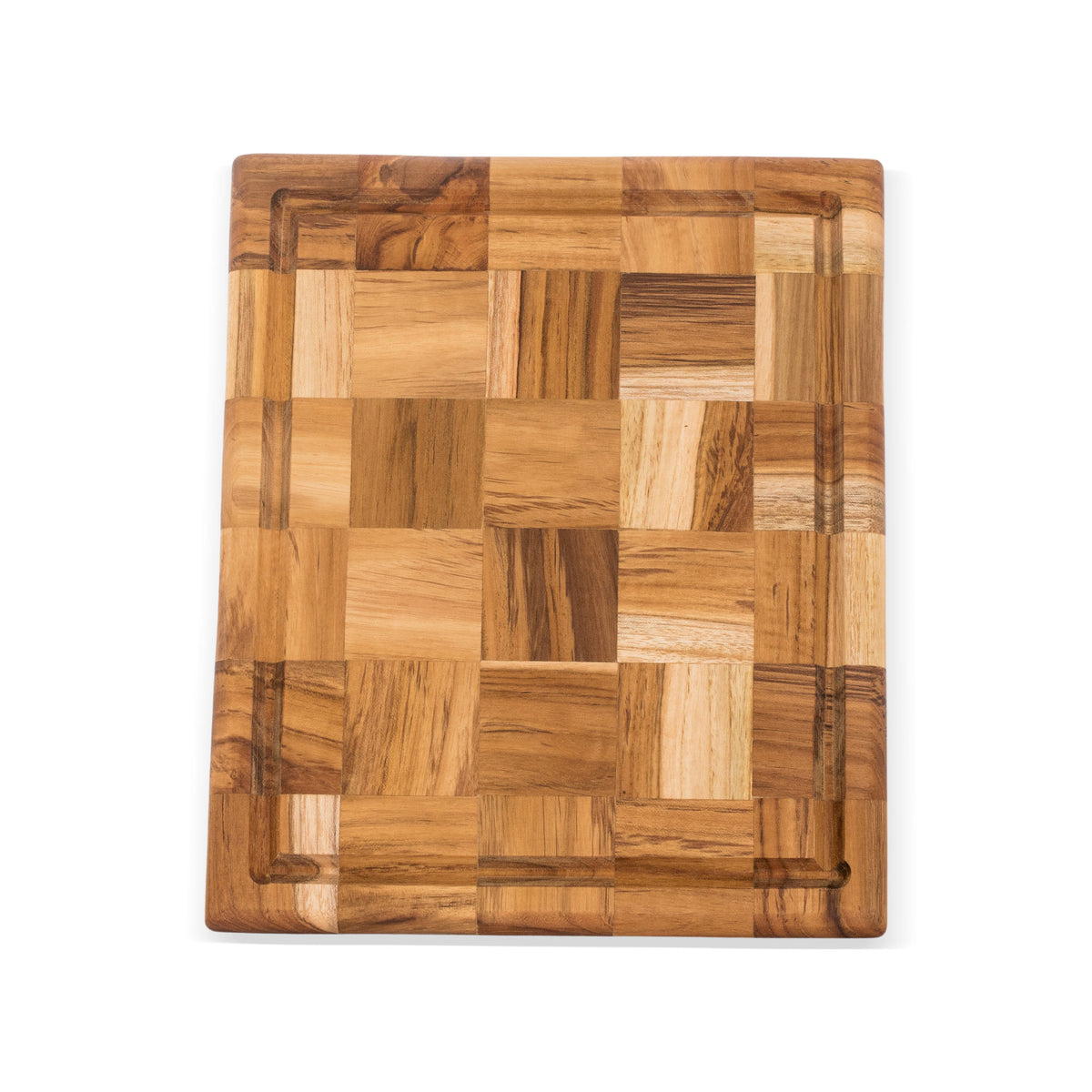 Grid Union - a handcrafted and sustainable Rectangular Mosaic Teak Wood Cutting Board from Guatemala
