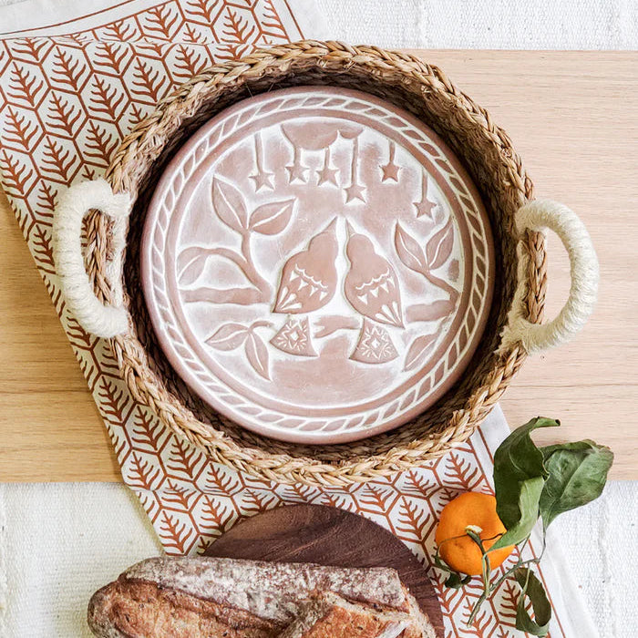 Bread Warmer & Basket with Tea Towel Round Gift Set