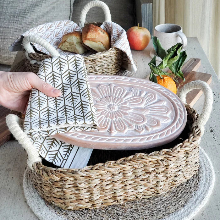 Bread Warmer & Basket Oval Gift Set