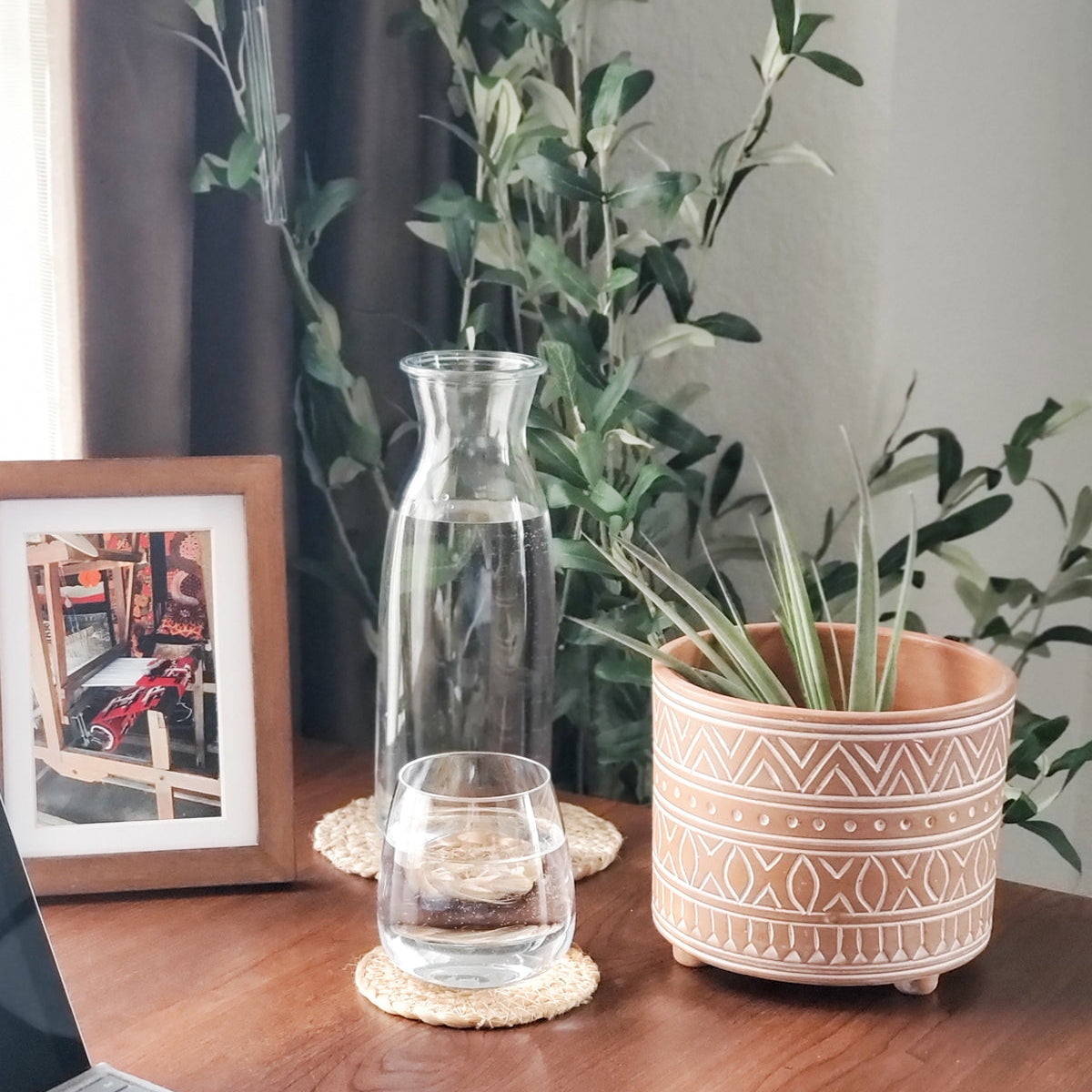 Hand Etched Small Terracotta Pot