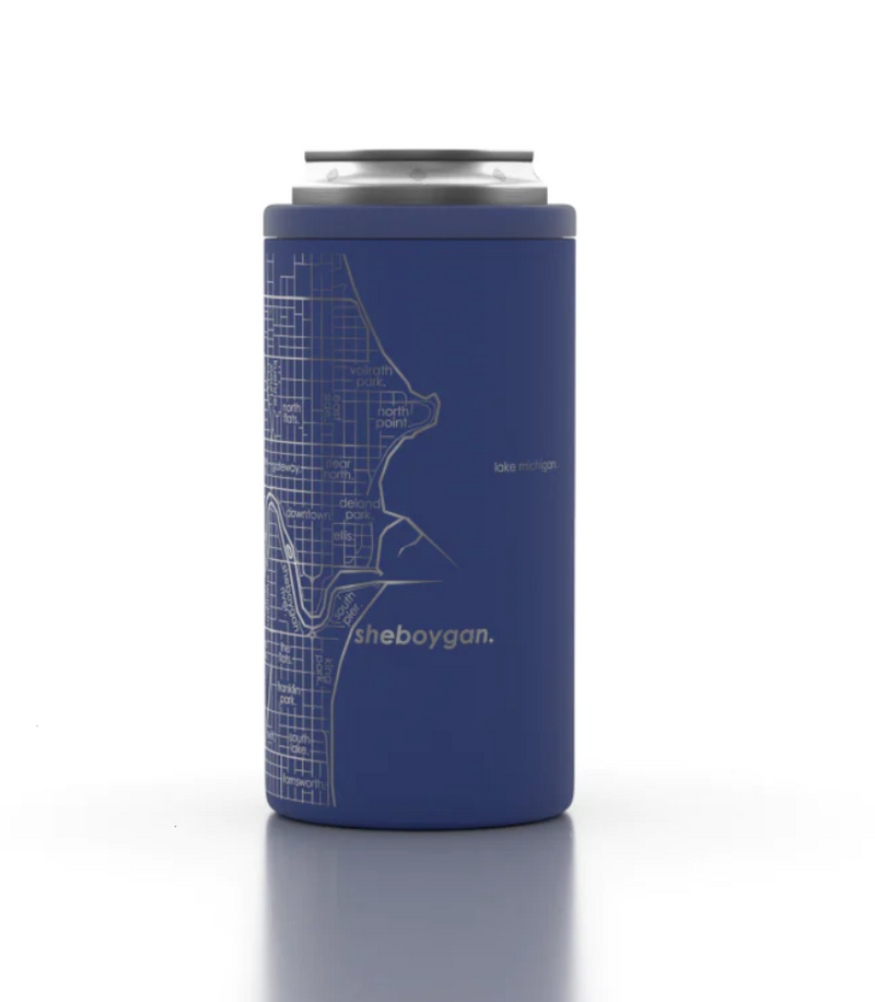 Home Town Map Insulated 16 oz Tall Can Cooler - Set of 2