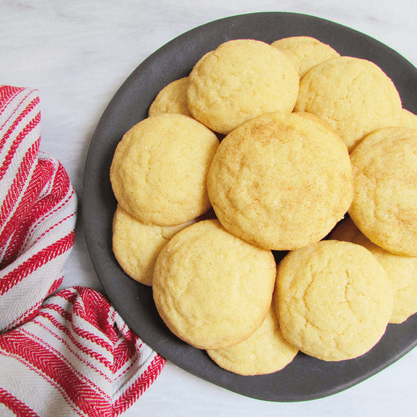 Baked snickerdoodle cookies on plate