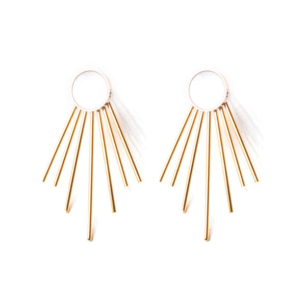 Caroline Mother of Pearl Stud & Fringe Earrings