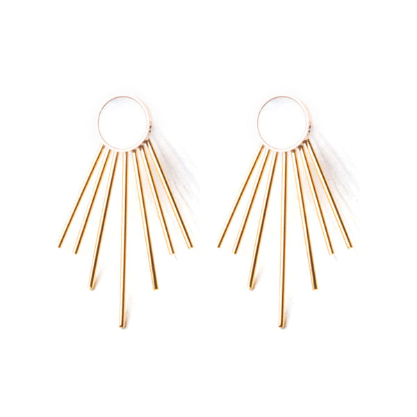 Caroline Mother of Pearl Stud & Fringe Earrings