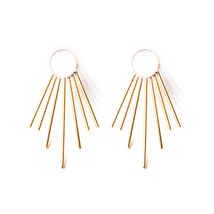 Caroline Mother of Pearl Stud & Fringe Earrings