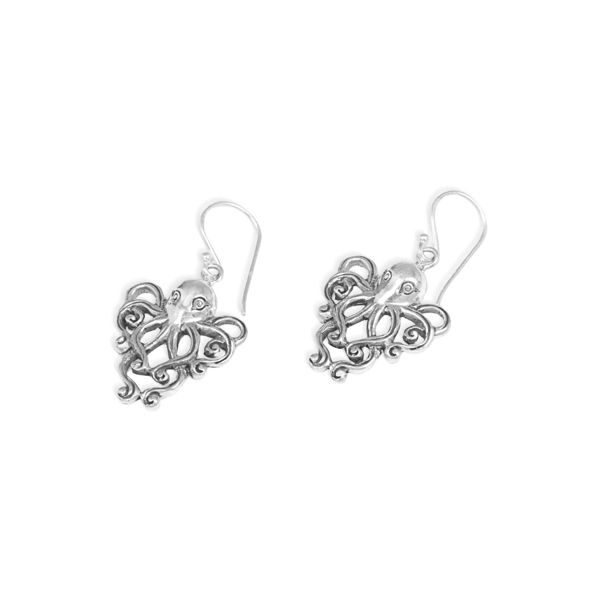Octopus of the Deep - a Sterling Silver Dangle Earrings Octopus from Indonesia