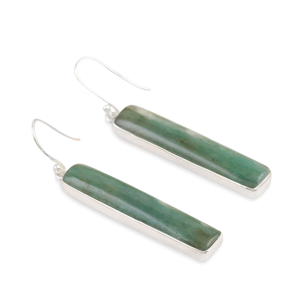 Sterling Silver Dangle Earrings with Aventurine Cabochons