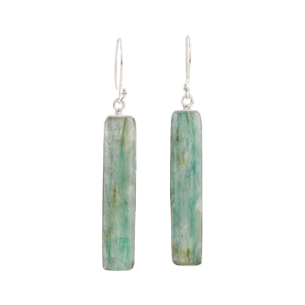 Sterling Silver Dangle Earrings with Aventurine Cabochons