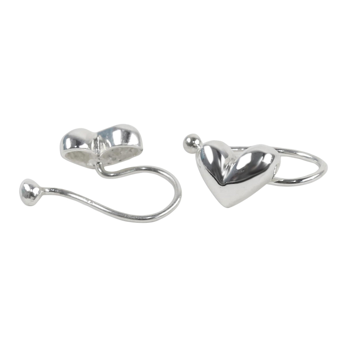 Demure Hearts - A Pair of Sterling Silver Heart Ear Cuffs