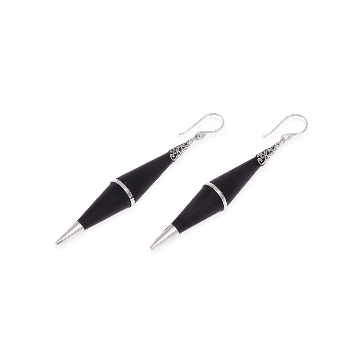 Dark Shards - Sterling Silver Lava Stone Dark Shard Dangle Earrings