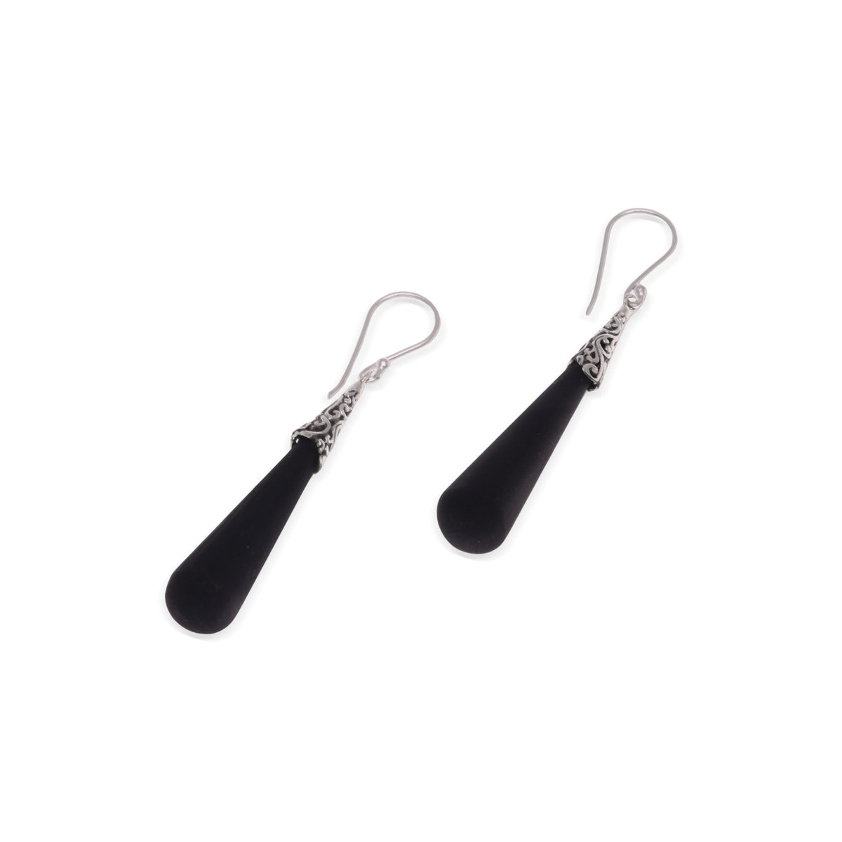 Midnight Drops - Sterling Silver Lava Stone Midnight Drops Dangle Earrings 