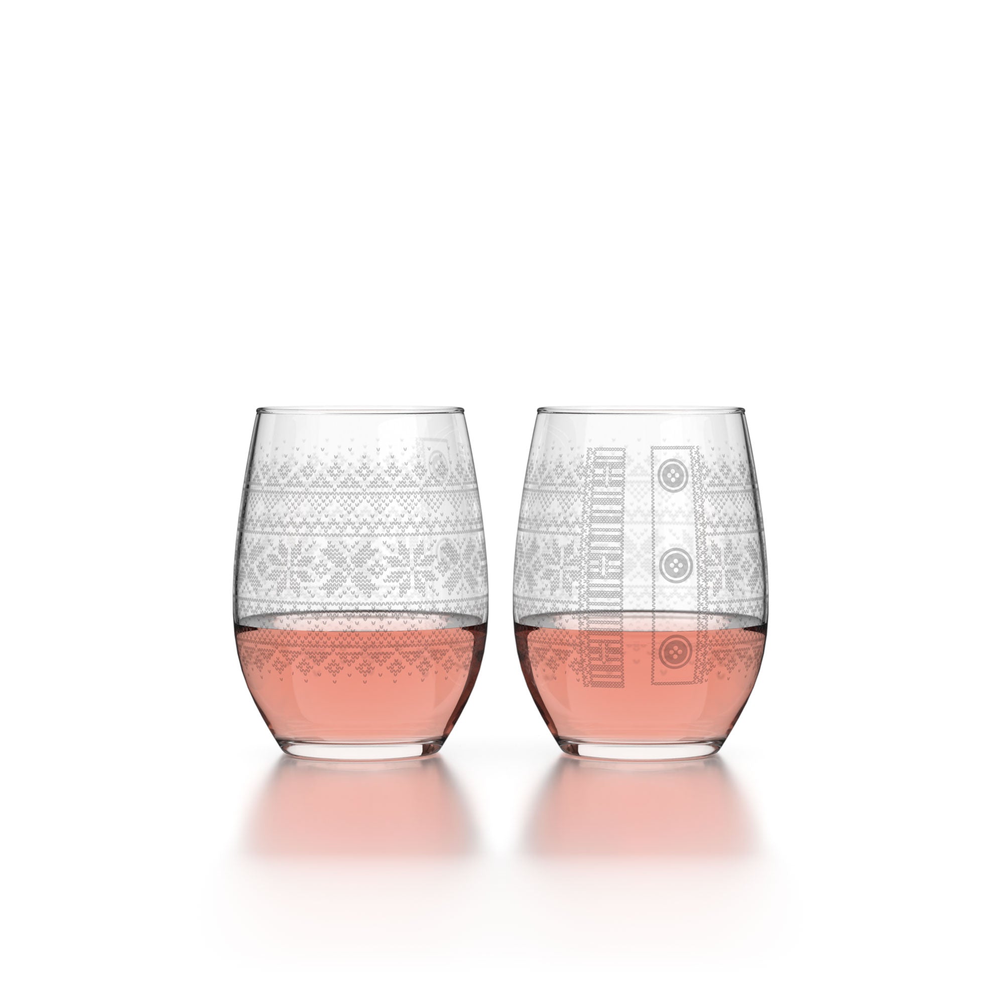 Holiday Sweater Stemless Wine Glasses - Set of 4