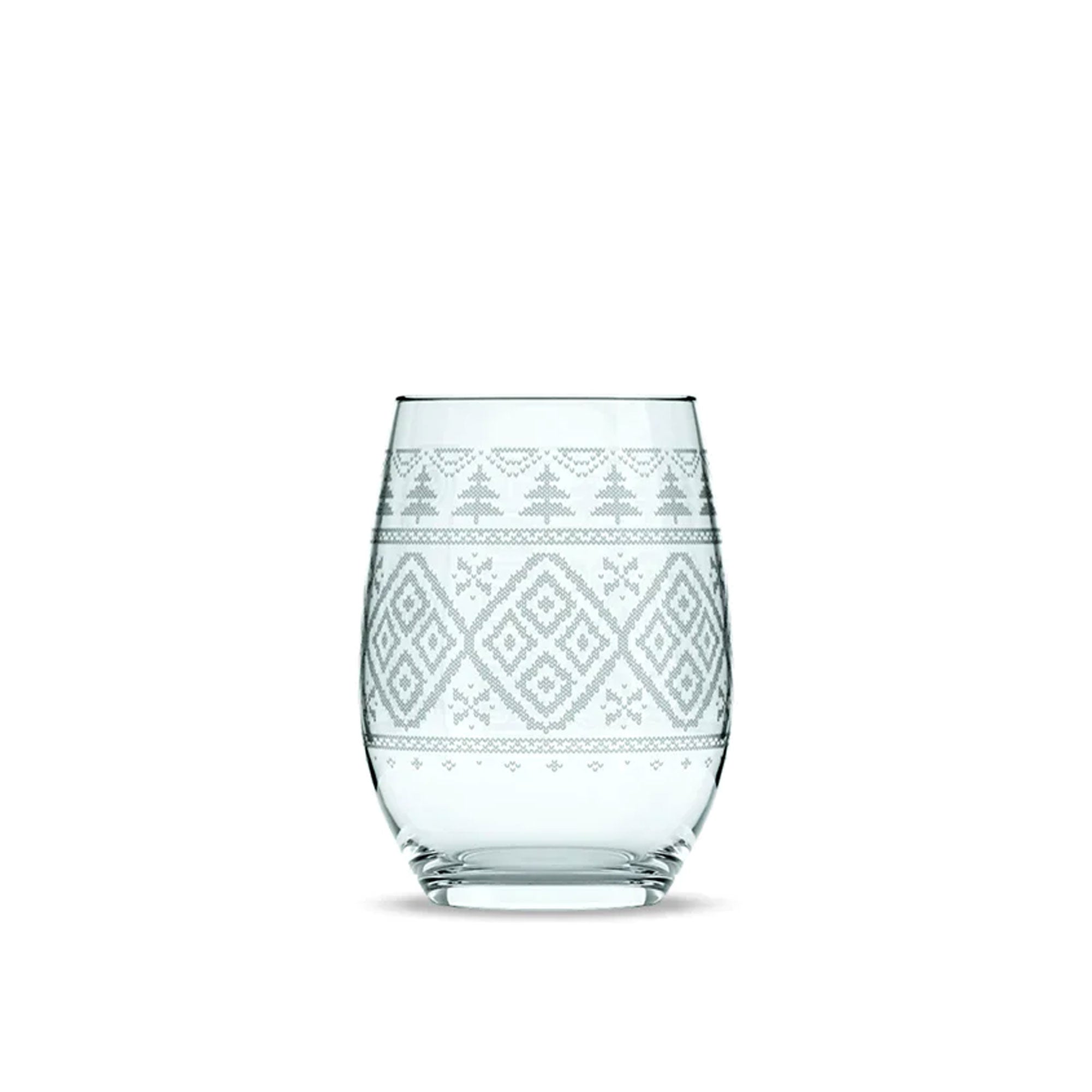Holiday Sweater Stemless Wine Glasses - Set of 4
