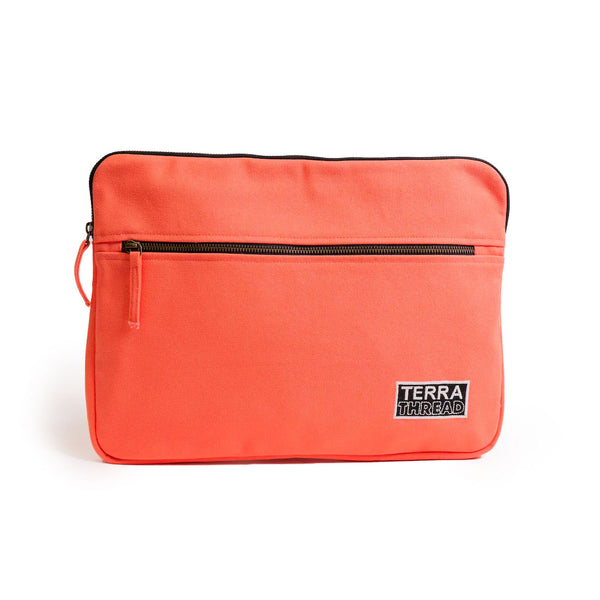 Sustainable Cotton Laptop Sleeve in Coral Pink