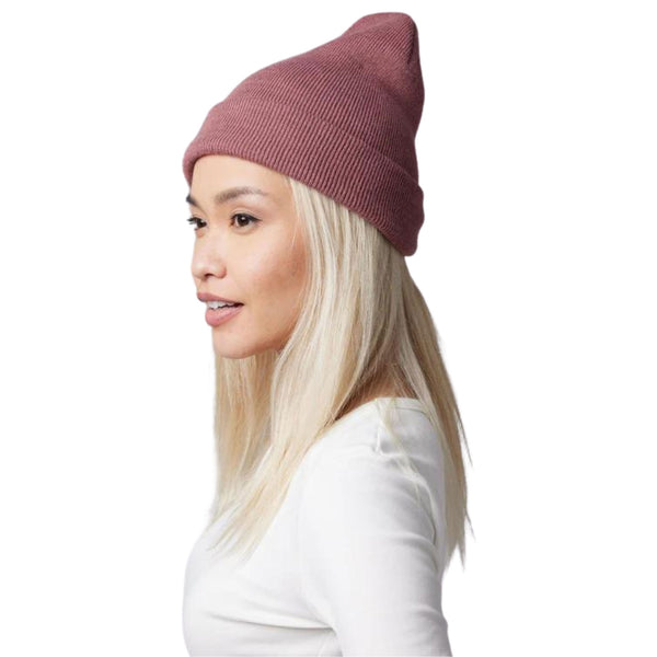 Comfy Tall Cuff Beanie in Mauve - a one size fits all, circular knit beanie that provides comfort and style