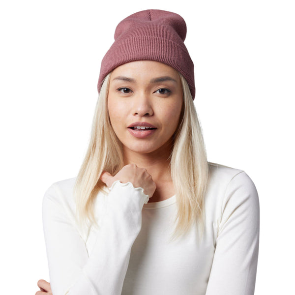 Comfy Tall Cuff Beanie in Mauve - a one size fits all, circular knit beanie that provides comfort and style