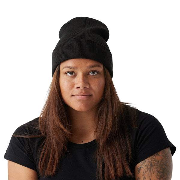 Comfy Tall Cuff Beanie in Black - a one size fits all, circular knit beanie that provides comfort and style