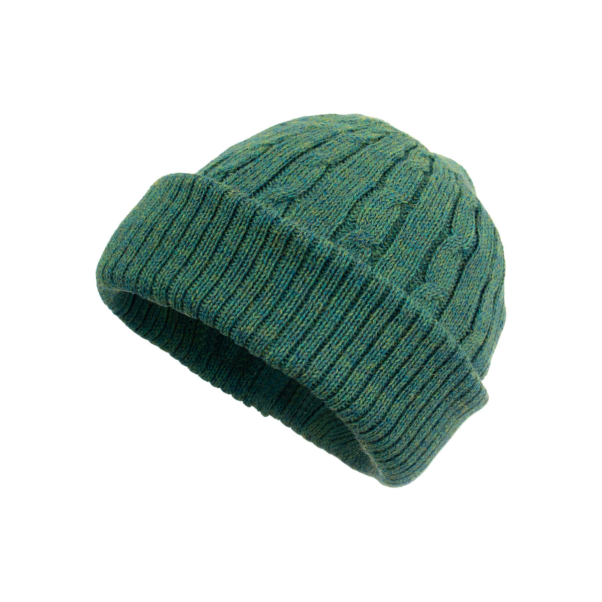 Cozy & Stylish - Teal 100% Alpaca Cable Pattern Soft Knit Hat From Peru