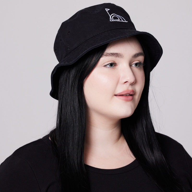 A classic bucket hat with tent embroidery