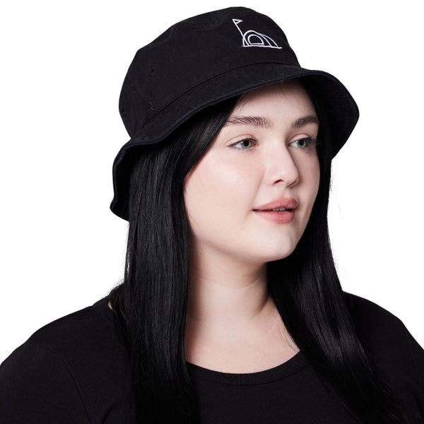 A classic bucket hat with tent embroidery