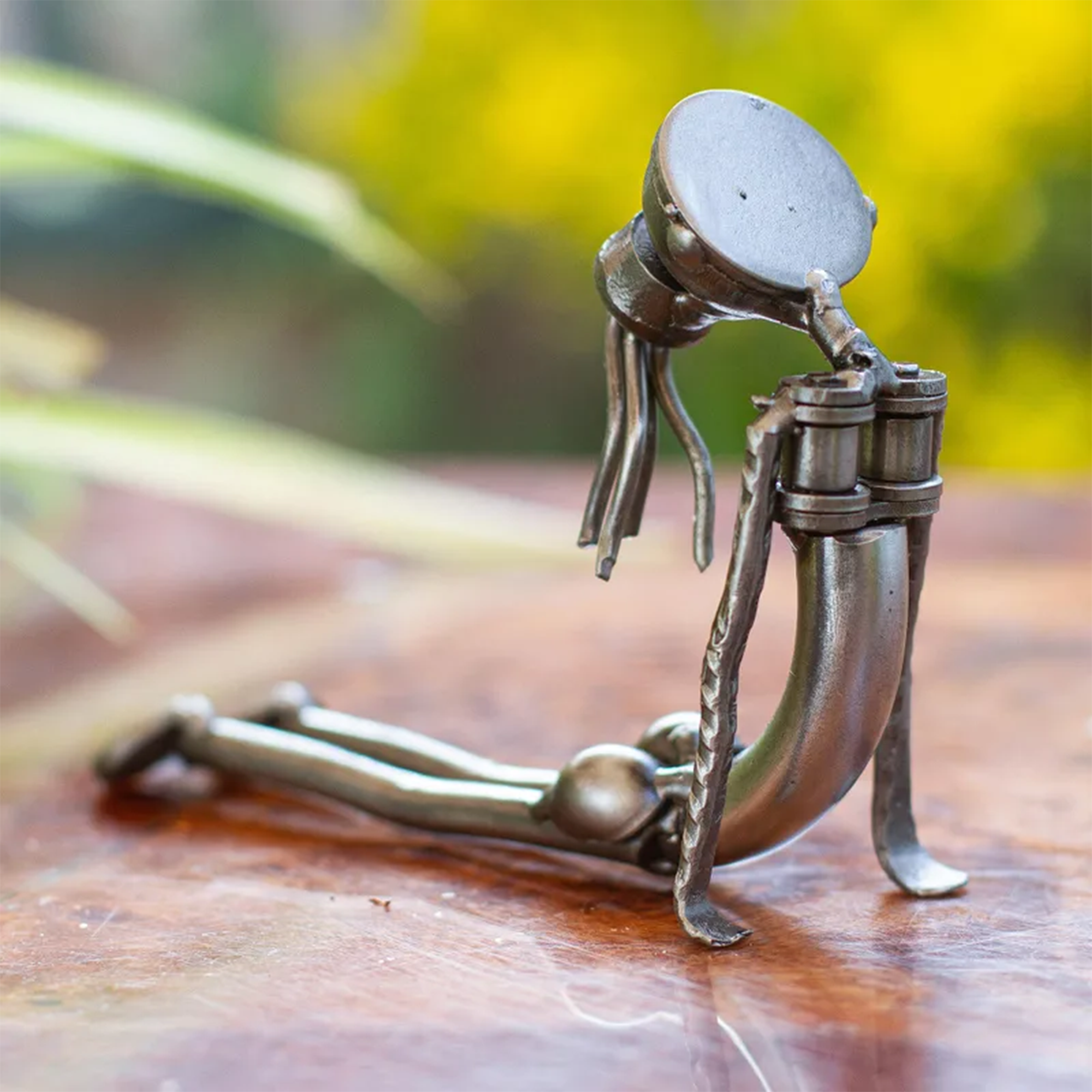 Upcycled Iron Yoga Sculpture in Cobra Pose II