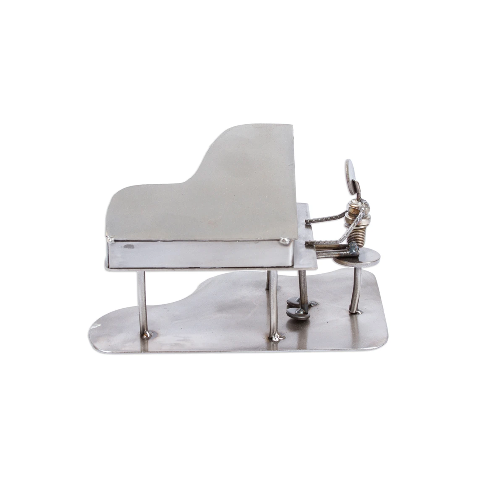 Upcycled Iron Statuette in Rustic Piano Man