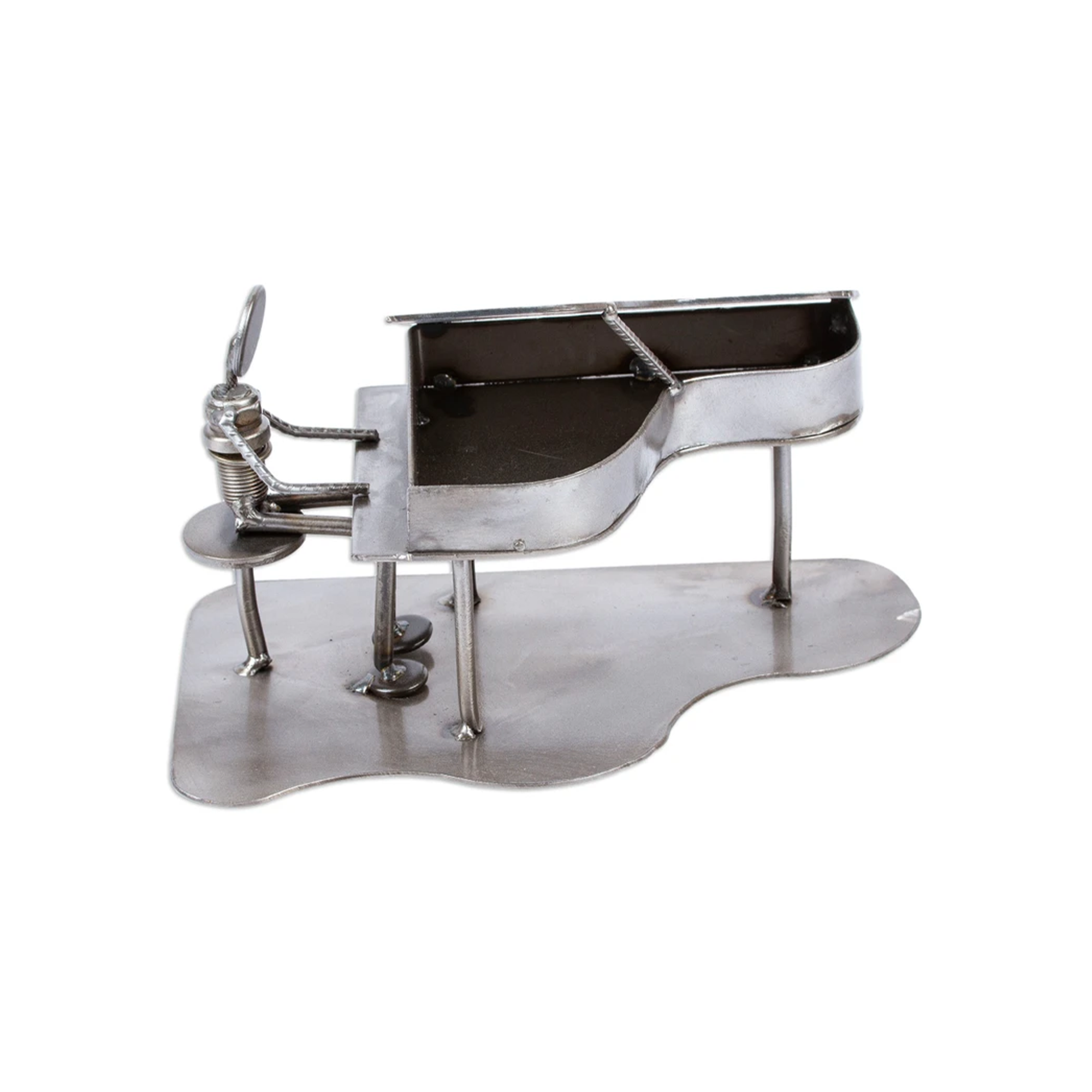 Upcycled Iron Statuette in Rustic Piano Man