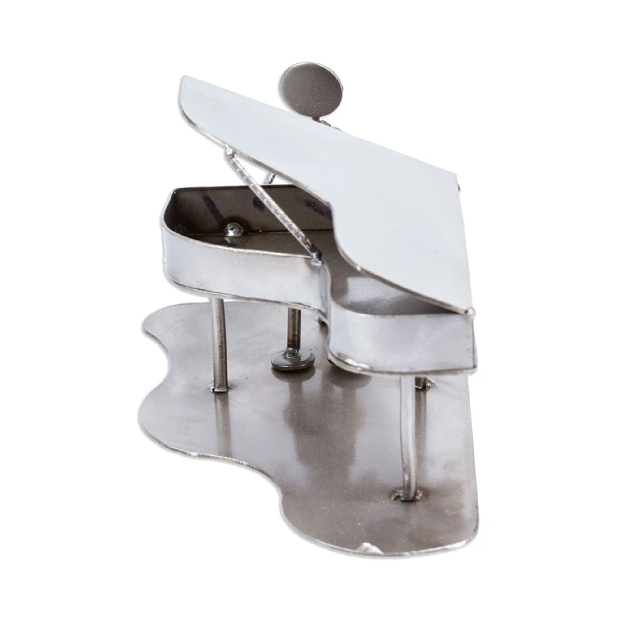 Upcycled Iron Statuette in Rustic Piano Man