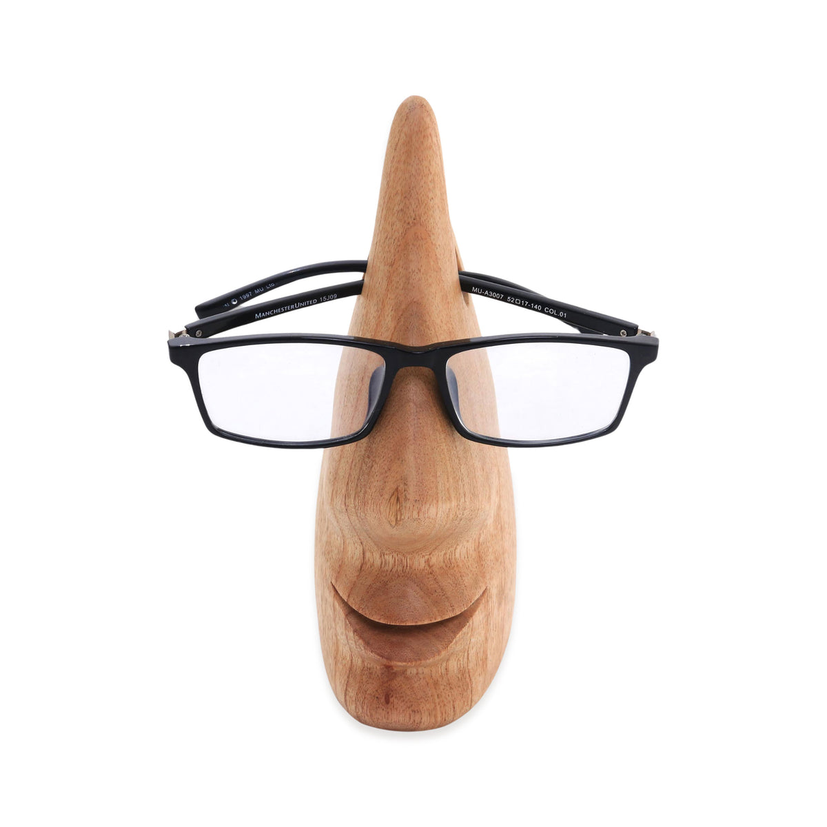 Nosing Around - Whimsical Brown Hand Carved Wood Face Eyeglasses Holder