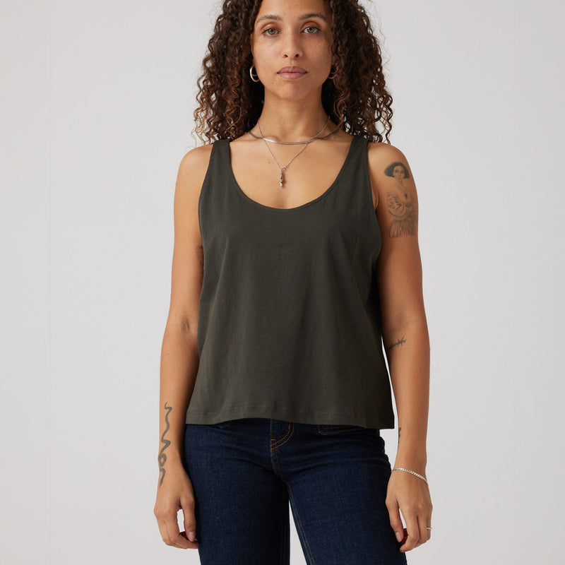 Tank Top in Washed Black Color - Versatile and Breezy Free-Flowing Tank Top for Women
