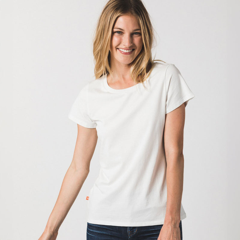 Eco-Conscious Fitted Crewneck T-Shirt for Women in White