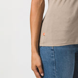 Eco-Conscious Fitted Crewneck T-Shirt for Women in Oatmeal