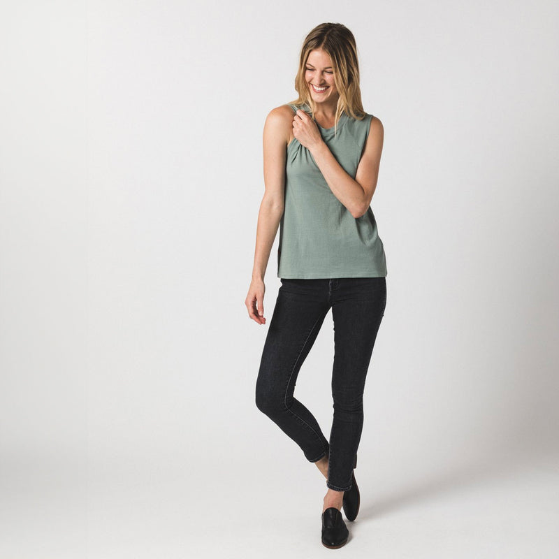 Customizable Lightweight Muscle Tank in Sage for Women