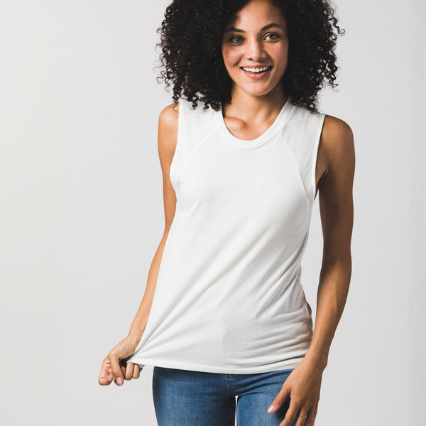 Customizable Lightweight Muscle Tank in White for Women