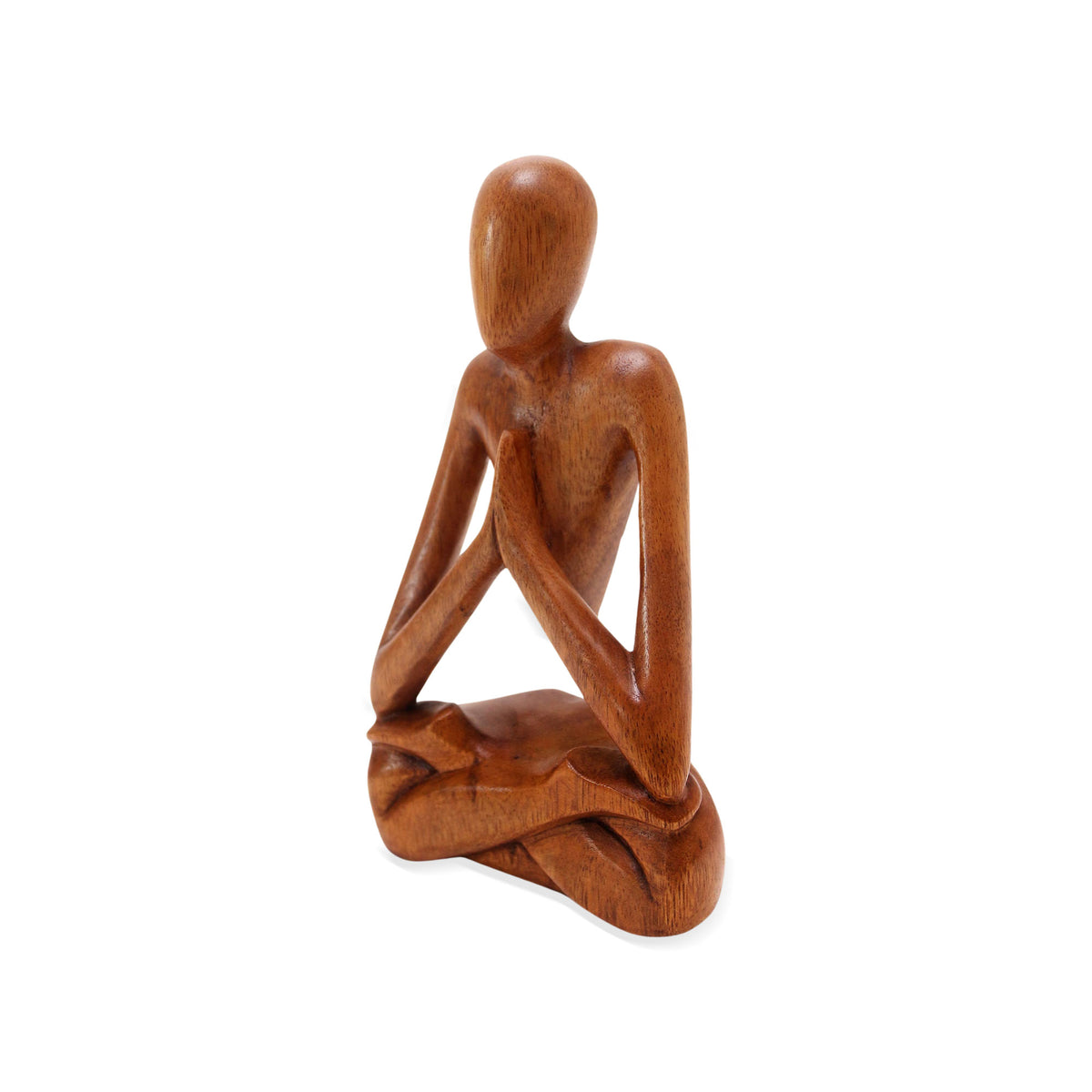 Wood Lotus Meditation Yoga Sculpture Hand Carved in Bali - Natural Meditation