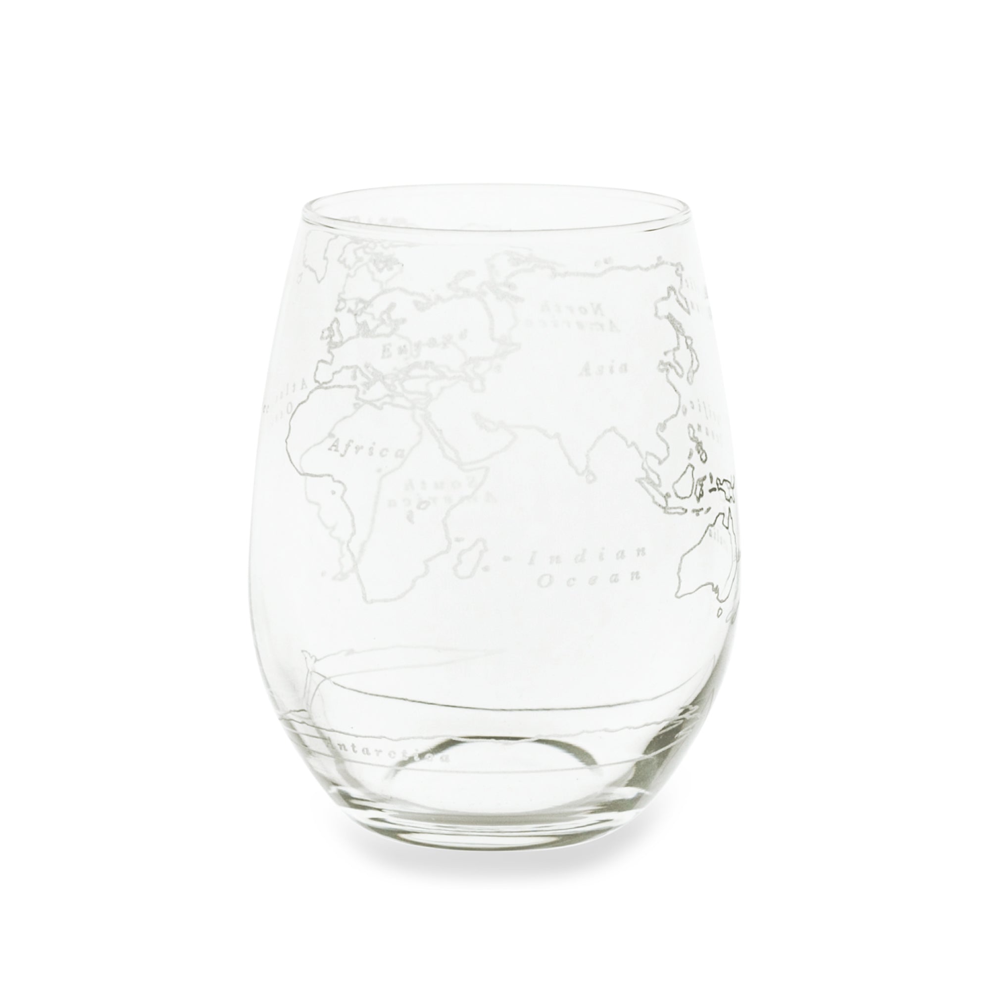 World Map Stemless Wine Glass - Set of 4