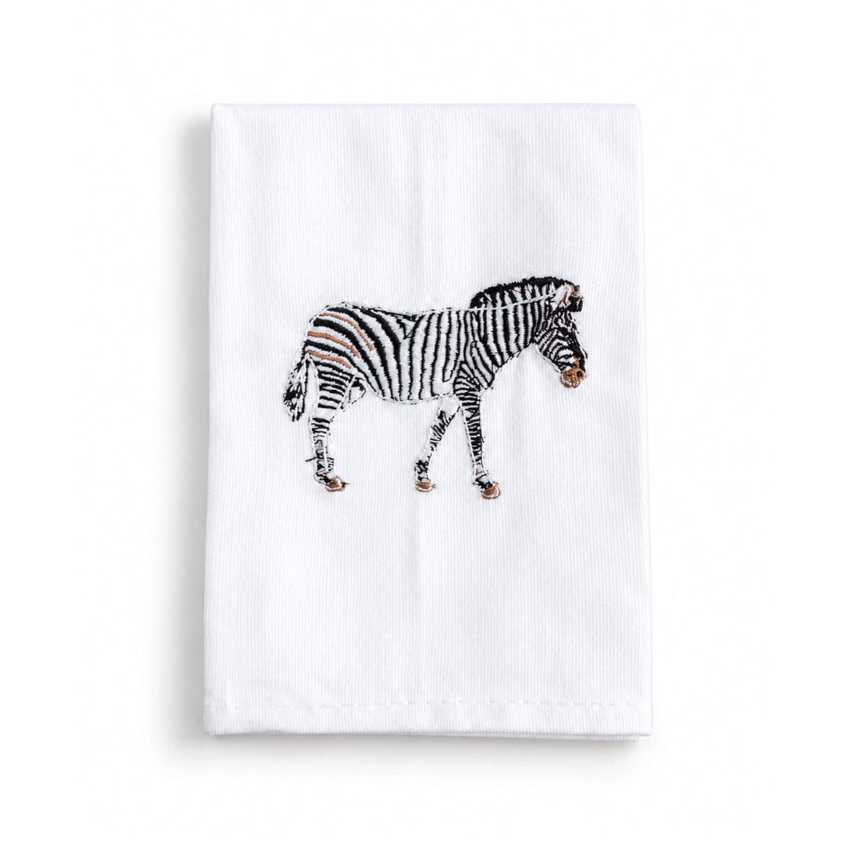 African Wildlife Embroidered Napkin Set, Zebra